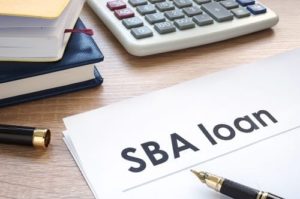 SBA loan form on an office table.